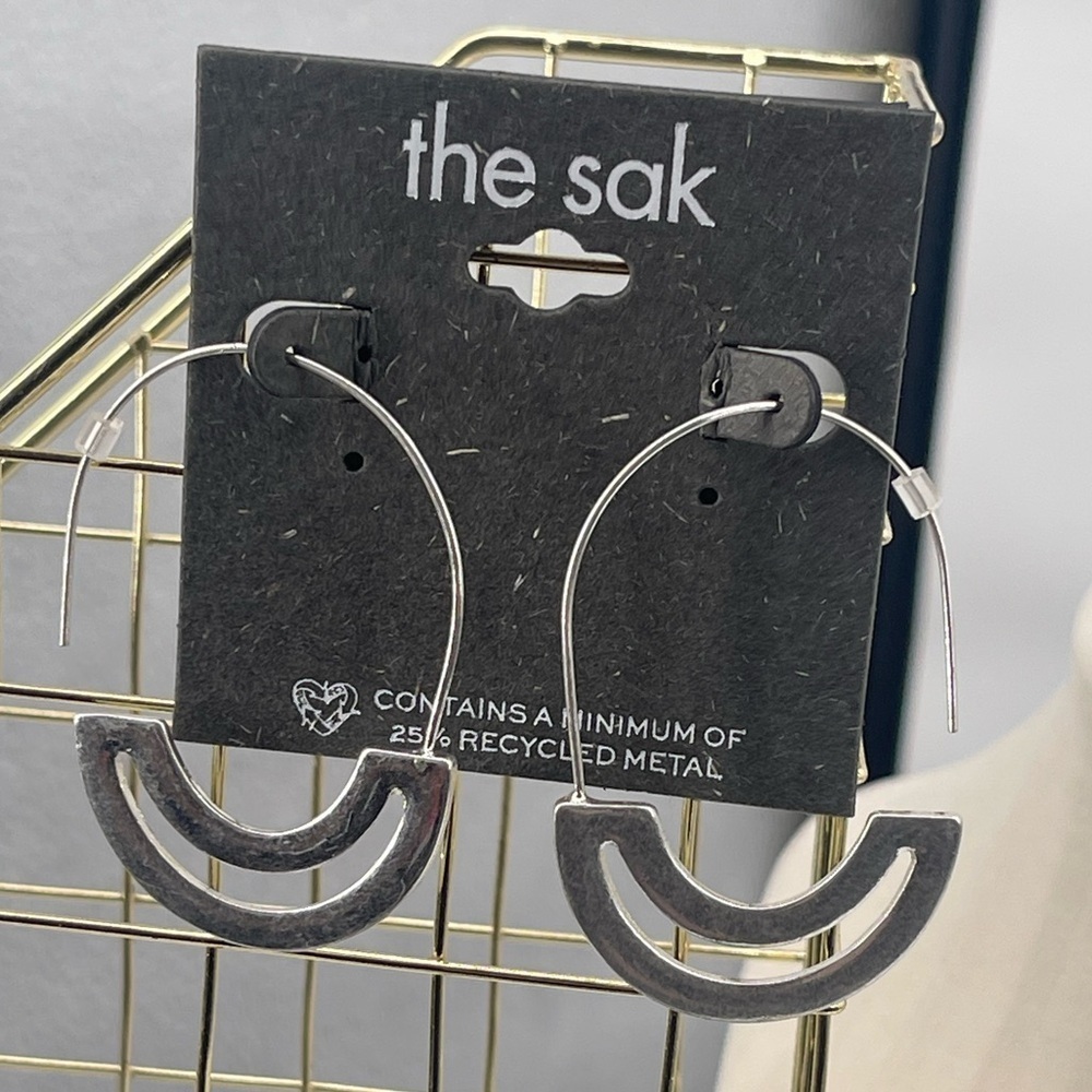 The Sak nwt silver toned unique drop hoop earrings